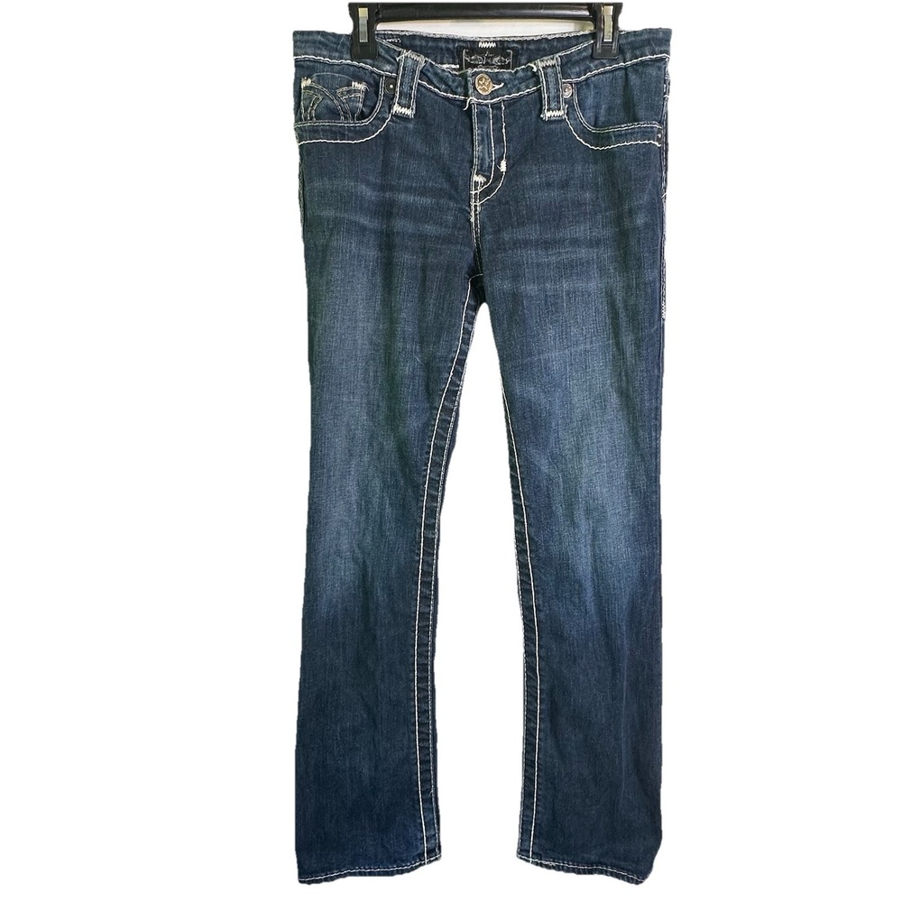 Big Star Miki Bootcut Jeans Dark Wash Contrast Stitch Womens Size‎ 31R Midrise